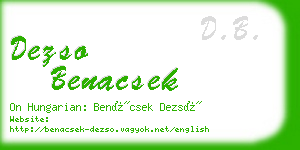 dezso benacsek business card